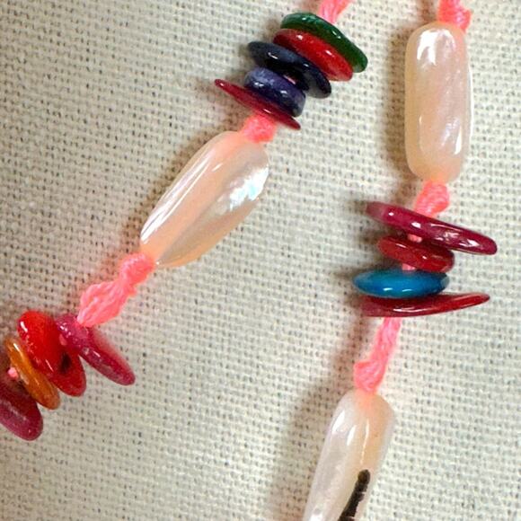 Free People Ariana Ost At The Market Necklace Pink NWT Belly Chain Shells Beach - Picture 12 of 16